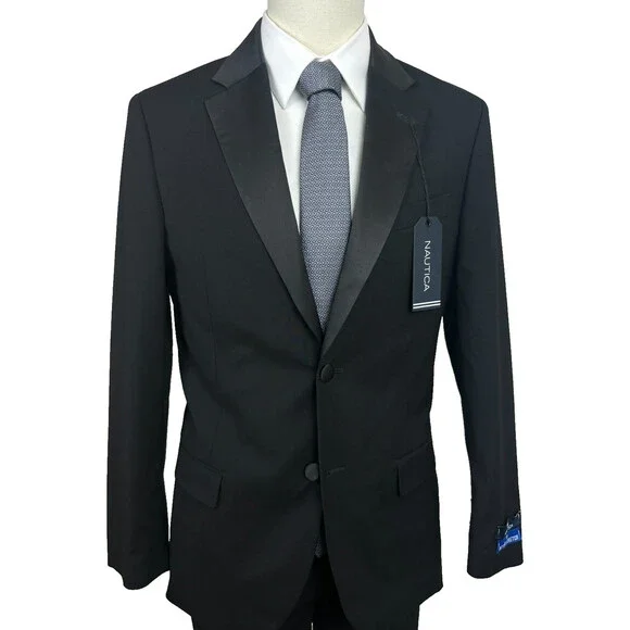 NAUTICA Tuxedo Suit Men's Size 40R 34W Black Modern Fit Stretch NWT $395 - Picture 11 of 15